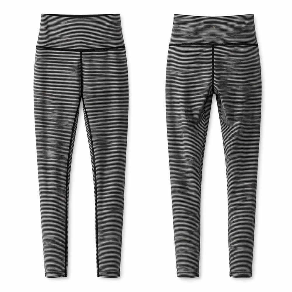 Lululemon Wunder Under Leggings Black & White Stripe Size 4 Never Worn